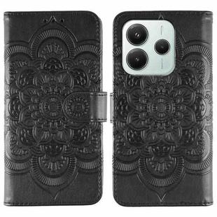 For Redmi Note 14 4G 164.84mm Sun Mandala Embossing Pattern Phone Leather Case(Black)
