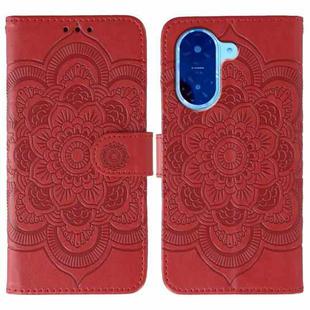 For Redmi A5 4G 173.3mm Sun Mandala Embossing Pattern Phone Leather Case(Red)