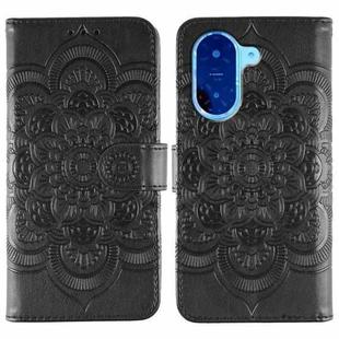 For Redmi A5 4G 171.7mm / Poco C71 4G Sun Mandala Embossing Pattern Phone Leather Case(Black)