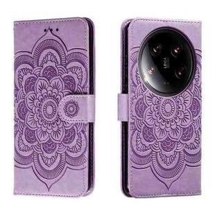 For Xiaomi 14 Ultra Sun Mandala Embossing Pattern Phone Leather Case(Purple)