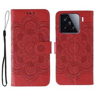 For Xiaomi 15 Sun Mandala Embossing Pattern Phone Leather Case(Red)