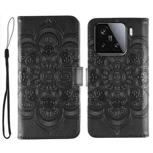 For Xiaomi 15 Sun Mandala Embossing Pattern Phone Leather Case(Black)