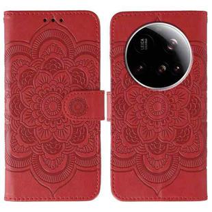 For Xiaomi 15 Ultra Sun Mandala Embossing Pattern Phone Leather Case(Red)