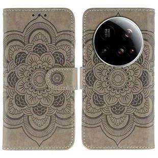 For Xiaomi 15 Ultra Sun Mandala Embossing Pattern Phone Leather Case(Grey)