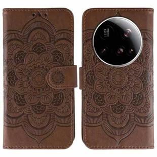 For Xiaomi 15 Ultra Sun Mandala Embossing Pattern Phone Leather Case(Brown)