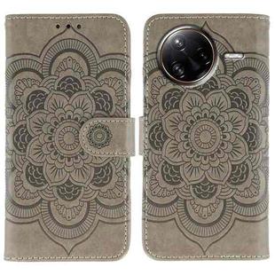 For Xiaomi Poco F7 Ultra / Redmi K80 Pro Sun Mandala Embossing Pattern Phone Leather Case(Grey)