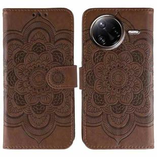 For Xiaomi Poco F7 Ultra / Redmi K80 Pro Sun Mandala Embossing Pattern Phone Leather Case(Brown)
