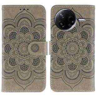For Xiaomi Poco F7 Pro / Redmi K80 Sun Mandala Embossing Pattern Phone Leather Case(Grey)