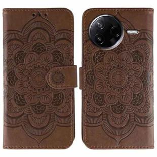 For Xiaomi Poco F7 Pro / Redmi K80 Sun Mandala Embossing Pattern Phone Leather Case(Brown)