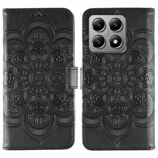 For Xiaomi 14T Pro Sun Mandala Embossing Pattern Phone Leather Case(Black)