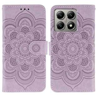 For Xiaomi 14T Pro Sun Mandala Embossing Pattern Phone Leather Case(Purple)