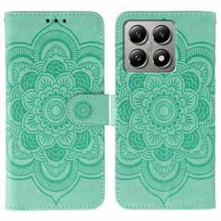 For Xiaomi 14T Pro Sun Mandala Embossing Pattern Phone Leather Case(Green)