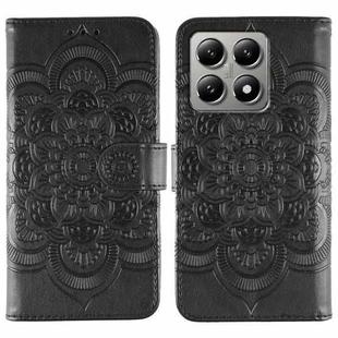 For Xiaomi 14T Sun Mandala Embossing Pattern Phone Leather Case(Black)