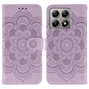 For Xiaomi 14T Sun Mandala Embossing Pattern Phone Leather Case(Purple)