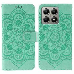For Xiaomi 14T Sun Mandala Embossing Pattern Phone Leather Case(Green)