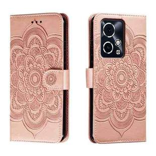 For Honor 90 GT Sun Mandala Embossing Pattern Phone Leather Case(Rose Gold)