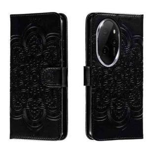 For Honor 100 Pro Sun Mandala Embossing Pattern Phone Leather Case(Black)