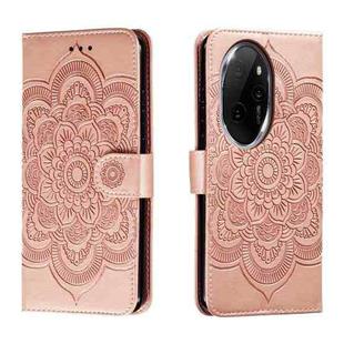 For Honor 100 Pro Sun Mandala Embossing Pattern Phone Leather Case(Rose Gold)