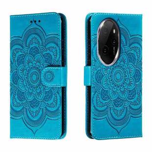 For Honor 100 Pro Sun Mandala Embossing Pattern Phone Leather Case(Blue)