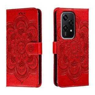 For Honor 200 Lite Global Sun Mandala Embossing Pattern Phone Leather Case(Red)