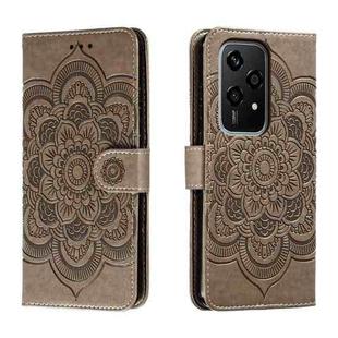 For Honor 200 Lite Global Sun Mandala Embossing Pattern Phone Leather Case(Grey)