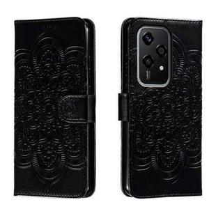 For Honor 200 Lite Global Sun Mandala Embossing Pattern Phone Leather Case(Black)