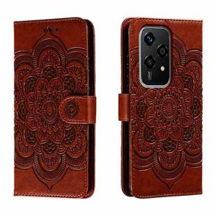 For Honor 200 Lite Global Sun Mandala Embossing Pattern Phone Leather Case(Brown)