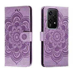 For Honor 200 Lite Global Sun Mandala Embossing Pattern Phone Leather Case(Purple)