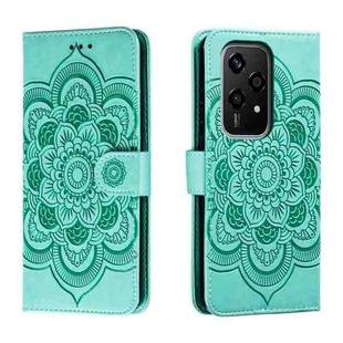 For Honor 200 Lite Global Sun Mandala Embossing Pattern Phone Leather Case(Green)