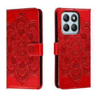 For Honor X8B Sun Mandala Embossing Pattern Phone Leather Case(Red)