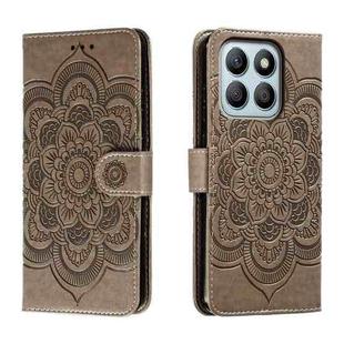 For Honor X8B Sun Mandala Embossing Pattern Phone Leather Case(Grey)