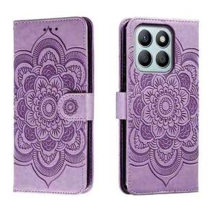 For Honor X8B Sun Mandala Embossing Pattern Phone Leather Case(Purple)