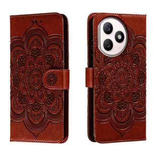 For Honor X50i+ Sun Mandala Embossing Pattern Phone Leather Case(Brown)