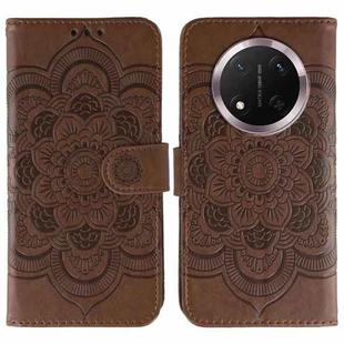 For Honor Magic7 Lite Sun Mandala Embossing Pattern Phone Leather Case(Brown)