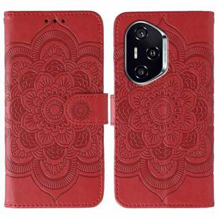 For Honor 400 Sun Mandala Embossing Pattern Phone Leather Case(Red)