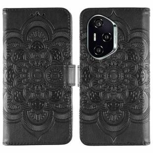 For Honor 400 Sun Mandala Embossing Pattern Phone Leather Case(Black)