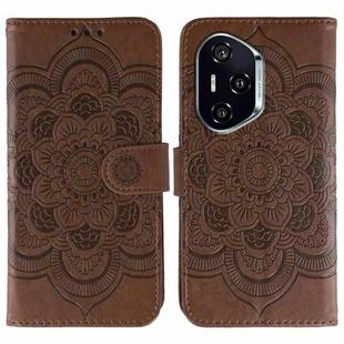 For Honor 400 Sun Mandala Embossing Pattern Phone Leather Case(Brown)