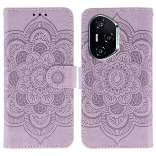 For Honor 400 Sun Mandala Embossing Pattern Phone Leather Case(Purple)