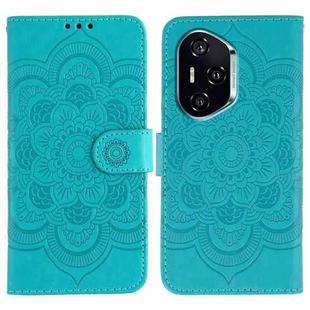 For Honor 400 Sun Mandala Embossing Pattern Phone Leather Case(Blue)