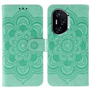 For Honor 400 Sun Mandala Embossing Pattern Phone Leather Case(Green)