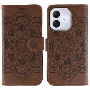 For Honor 400 Lite Sun Mandala Embossing Pattern Phone Leather Case(Brown)