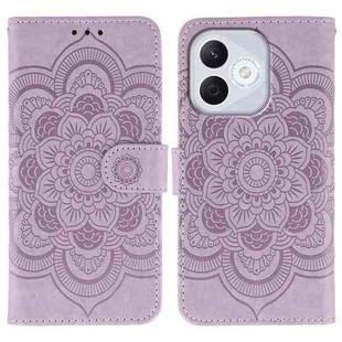 For Honor 400 Lite Sun Mandala Embossing Pattern Phone Leather Case(Purple)
