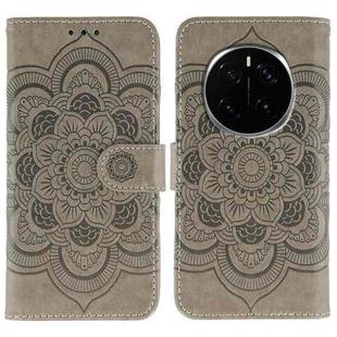 For Honor Magic7 Pro Sun Mandala Embossing Pattern Phone Leather Case(Grey)