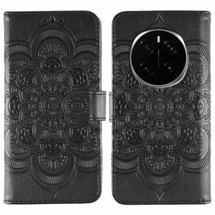 For Honor Magic7 Pro Sun Mandala Embossing Pattern Phone Leather Case(Black)