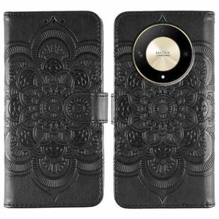 For Honor X9b / X50 / Magic6 Lite / X50 GT Sun Mandala Embossing Pattern Phone Leather Case(Black)