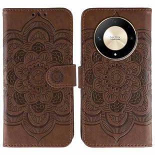 For Honor X9b / X50 / Magic6 Lite / X50 GT Sun Mandala Embossing Pattern Phone Leather Case(Brown)