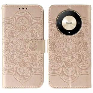 For Honor X9b / X50 / Magic6 Lite / X50 GT Sun Mandala Embossing Pattern Phone Leather Case(Rose Gold)