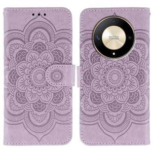 For Honor X9b / X50 / Magic6 Lite / X50 GT Sun Mandala Embossing Pattern Phone Leather Case(Purple)