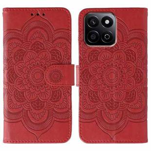 For Honor Play 60 Plus / 200 Smart / X7C Sun Mandala Embossing Pattern Phone Leather Case(Red)