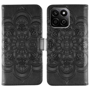 For Honor Play 60 Plus / 200 Smart / X7C Sun Mandala Embossing Pattern Phone Leather Case(Black)